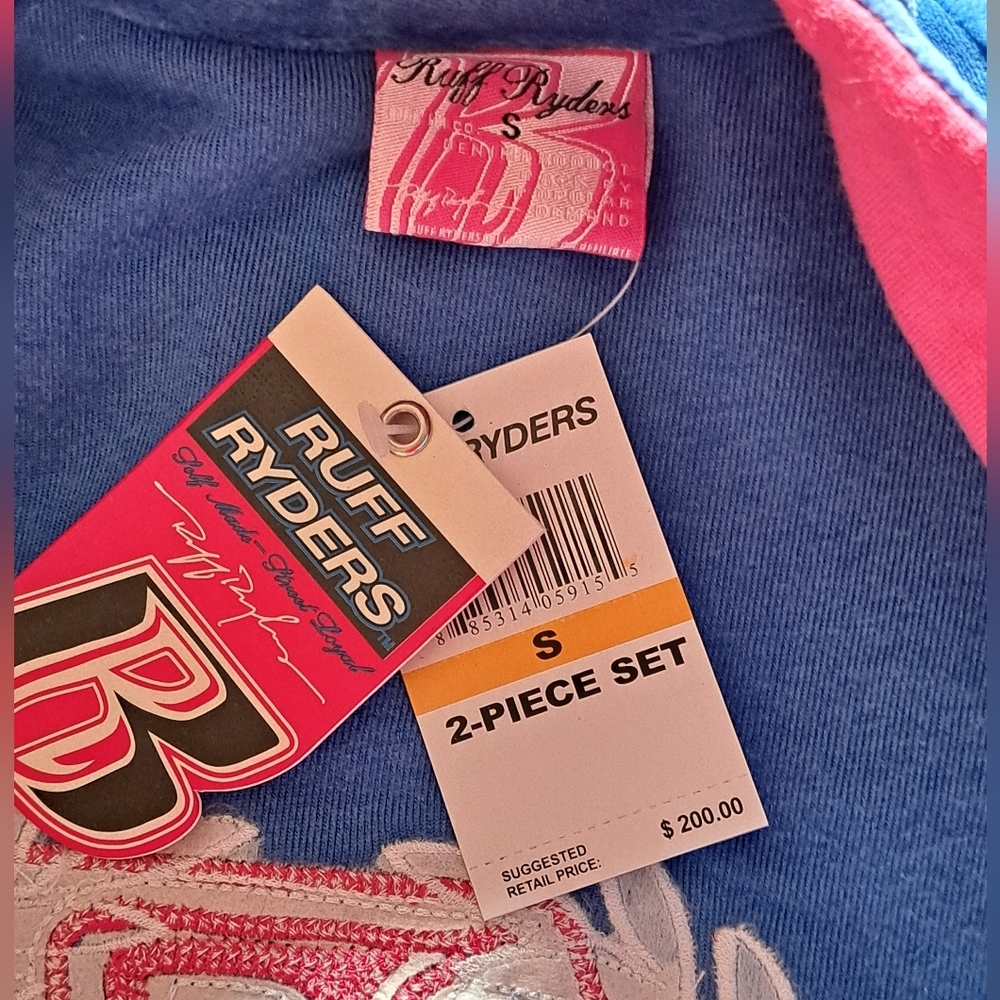 Ruff Ryder's Blue Velour Track Jacket and Skirt Set Y2K - Picture 14 of 16